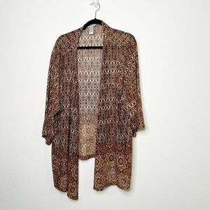 Catherine’s Women’s Brown Snake Animal Print Open Front Cardigan Size 3X